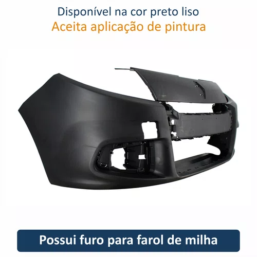 Parachoque Dianteiro Renault Sandero 2012 Até 2014 Preto Liso com Furo para Milha