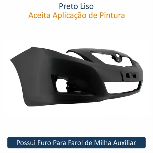 Parachoque Dianteiro Toyota Corolla 2008 Até 2011 Preto Liso com Furo para Milha