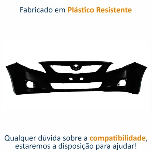 Parachoque Dianteiro Toyota Corolla 2008 Até 2011 Preto Liso com Furo para Milha