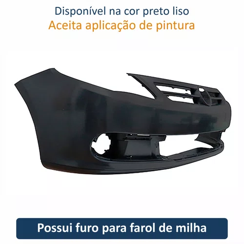 Parachoque Dianteiro Vw Gol G5 2009 Até 2012 Preto Liso Com Furo para Milha