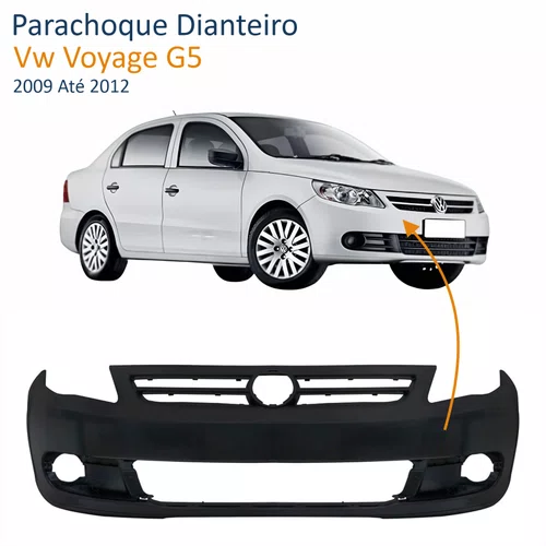 Parachoque Dianteiro Vw Voyage G5 2009 Até 2012 Preto Liso Com Furo para Milha