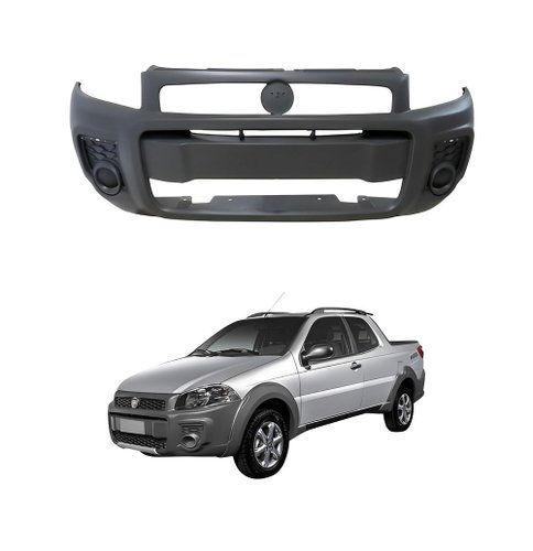 Parachoque Dianteiro Cinza Fiat Strada Working 2014 Até 2019 Sem Furo