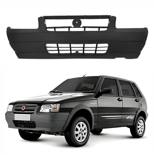 Parachoque Fiat Uno Fire Way 2006 Até 2013 Dianteiro Preto Texturizado Com Furo para Moldura