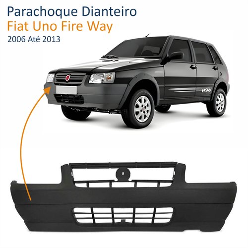 Para-Choque Fiat Uno Fire Way 2006 2007 2008 2009 2010 2011 2012 2013 Dianteiro Preto Texturizado Com Furo Moldura