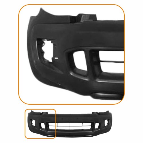 Parachoque Ford Ranger 2012 2013 2014 2015 2016 Dianteiro Preto Liso com Furo para Milha