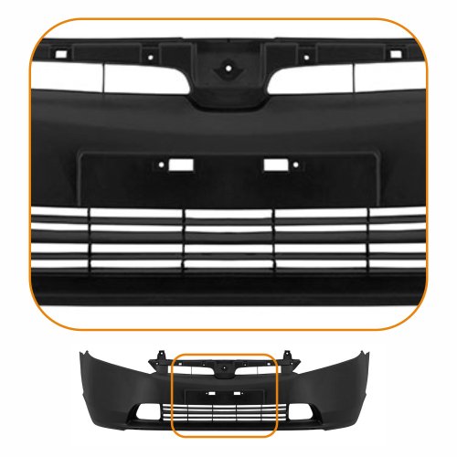 Parachoque Honda New Civic 2006 2007 2008 Dianteiro Preto Liso com Furo para Milha