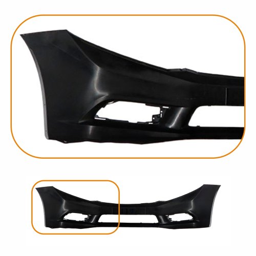 Parachoque Honda New Civic 2012 2013 2014 2015 2016 Dianteiro  Preto Liso Com Ressalto para Placa Com Furo pra Milha