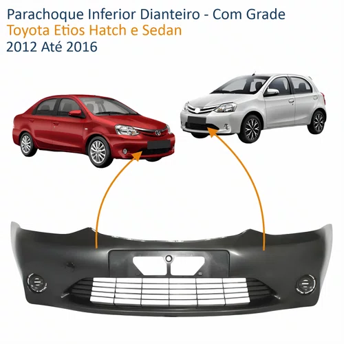 Parachoque Inferior Dianteiro Toyota Etios 2012 Até 2016 Com Grade