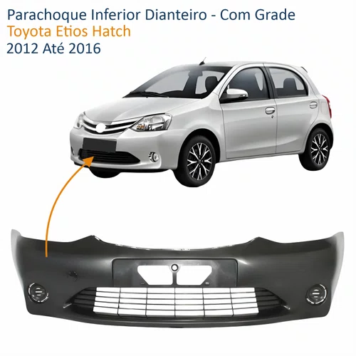 Parachoque Inferior Dianteiro Toyota Etios Hatch 2012 Até 2016 Com Grade