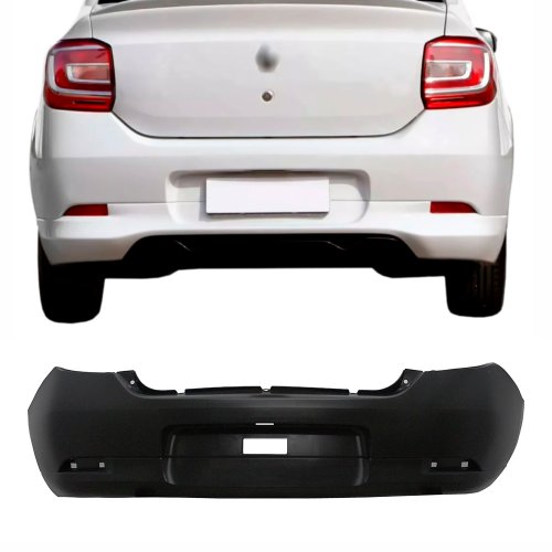 Parachoque Renault Logan 2014 2015 2016 2017 2018 2019 2020 Traseiro Preto Liso