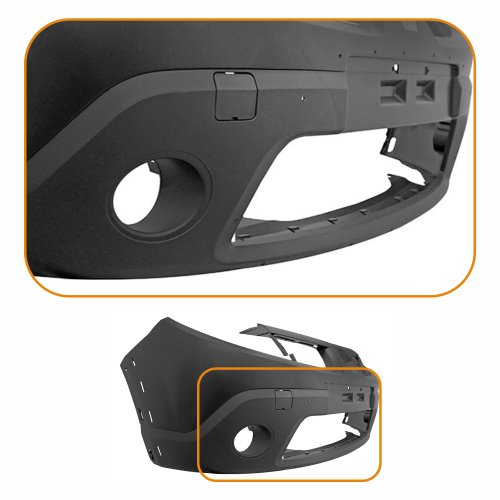 Parachoque Renault Sandero Stepway 2008 2009 2010 2011 Dianteiro Preto Liso e Inferior Texturizado com Furo para Milha
