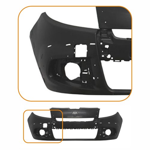 Parachoque Renault Sandero Stepway 2012 2013 2014 Dianteiro Preto Liso com Furo para Milha