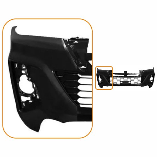 Parachoque Toyota Hilux Srv 2018 2019 2020 Dianteiro Preto Liso com Grade com Furo para Milha