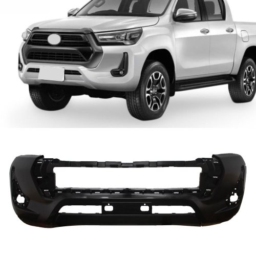 Parachoque Toyota Hilux Srv 2021 2022 2023 Dianteiro Preto Liso sem Grade com Furo para Milha