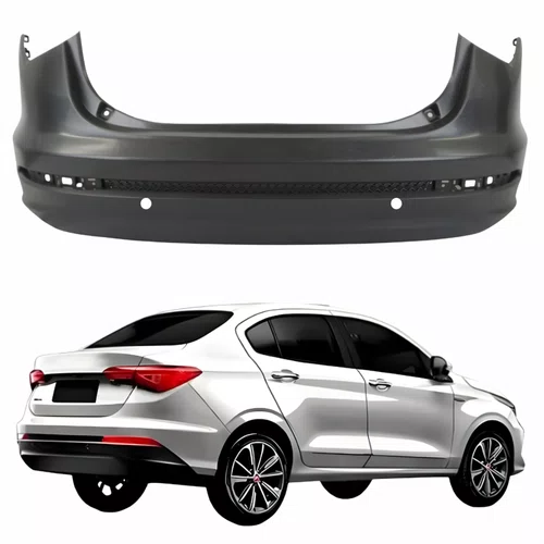 Parachoque Traseiro Fiat Cronos 2017 Até 2023 Com Spoiler Com Furo Sensor