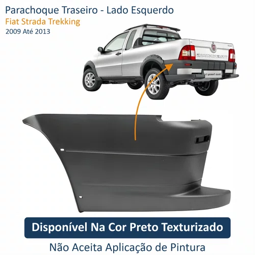 Parachoque Traseiro Fiat Strada Trekking 2009 Até 2013 Lado Esquerdo Motorista