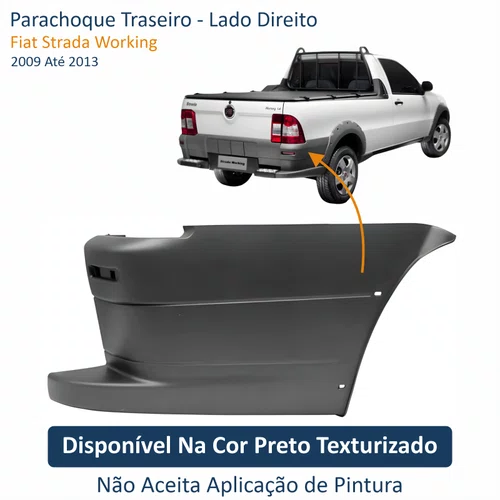 Parachoque Traseiro Fiat Strada Working 2009 Até 2013 Lado Direito Passageiro