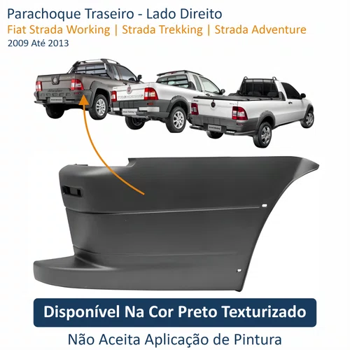 Parachoque Traseiro Fiat Strada Working Trekking Adventure 2009 Até 2013 Lado Direito Passageiro
