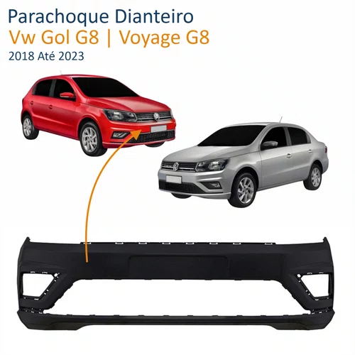 Parachoque Vw Gol Voyage G8 2018 Até 2023 Dianteiro Preto Liso com Furo para Milha