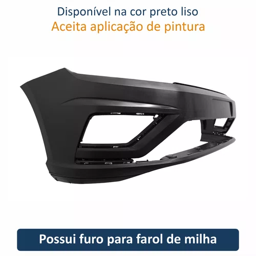Parachoque Vw Gol Voyage G8 2018 Até 2023 Dianteiro Preto Liso com Furo para Milha