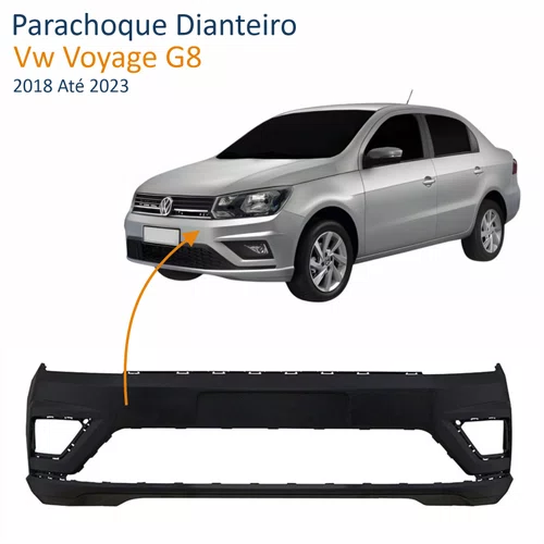 Parachoque Vw Voyage G8 2018 Até 2023 Dianteiro Preto Liso com Furo para Milha