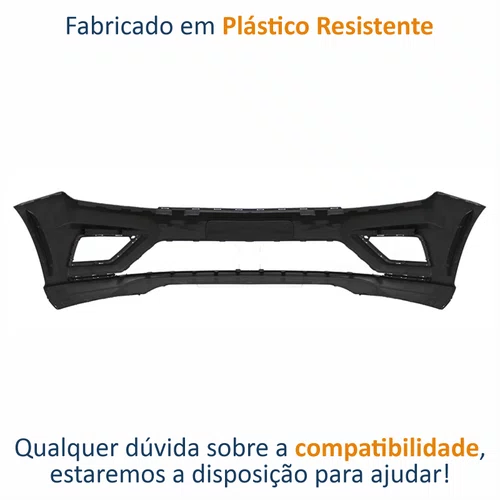 Parachoque Vw Voyage G8 2018 Até 2023 Dianteiro Preto Liso com Furo para Milha