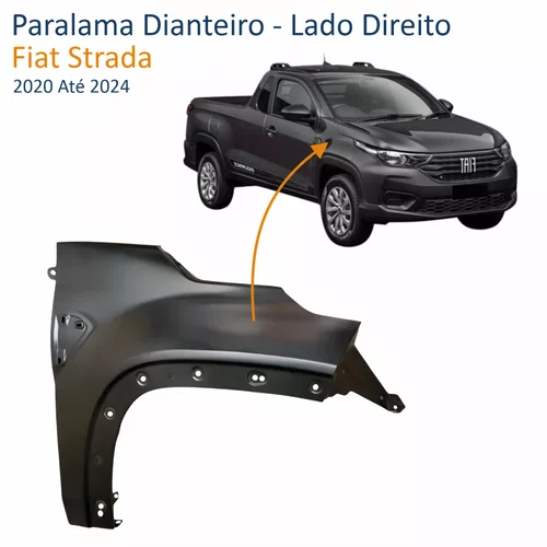 Paralama Fiat Strada 2020 Até 2024 Lado Direito Passageiro