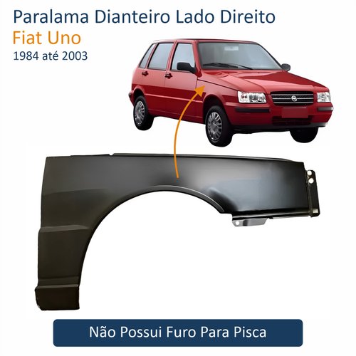 Paralama Fiat Uno 1984 até 2003 Sem furo Lado Direito Passageiro