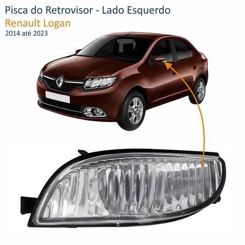 Pisca do Retrovisor Renault Logan 2014 até 2023 Lado Esquerdo Motorista