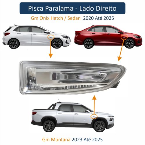 Pisca Paralama Gm Onix Tracker 2020 Até 2025 Montana 2023 Até 2025 Spin 2024 2025 Lado Direito Passageiro Produto Original