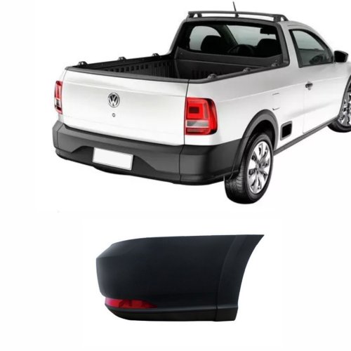 Ponteira do Parachoque Vw Saveiro G7 2017 Até 2022 Traseiro Lado Direito Preto Liso parcial Texturizado com Furo Refletor sem Furo para Sensor