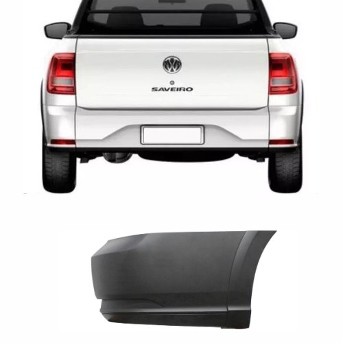Ponteira do Parachoque Vw Saveiro Robust G7 G8 2017 Até 2022 Traseiro Lado Direito Preto Texturizado sem Furo para Sensor