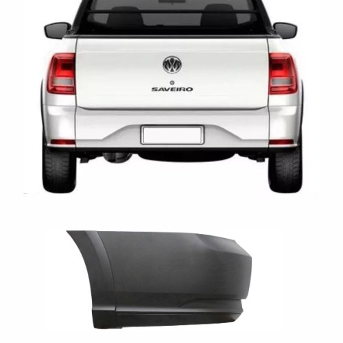 Ponteira do Parachoque Vw Saveiro Robust G7 G8 2017 Até 2022 Traseiro Lado Esquerdo Preto Texturizado sem Furo para Sensor