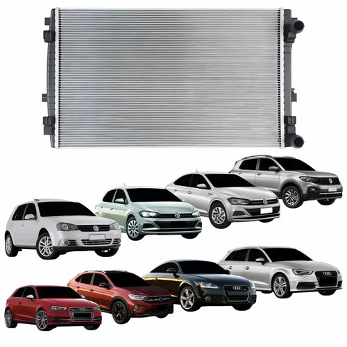 Radiador Audi A3 S3 Tt 2013 2014 2015 2016 2017 2018 2019 Volkswagen Golf 2014 2015 2016 2017 2018 2019 Polo Virtus 2018 2019 Tcross Nivus 2020 2021 2022 2023 2024 Sem e Com Ar Condicionado Automático e Mecânico