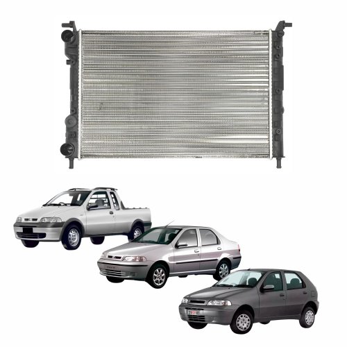 Radiador Fiat Palio Siena 1996 1997 1998 1999 2000 2001 2002 Strada 1998 1999 2000 2001 2002 Com Ar Condicionado Mecânico Defletor De Parafuso