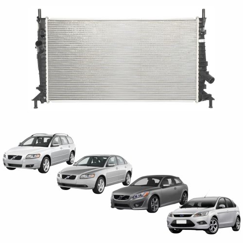 Radiador Ford Focus 2008 até 2013 Volvo C30 2006 até 2012 Volvo S40 2003 até 2012 Volvo V50 2003 até 2012 com Ar Condicionado Mecânico e Automático