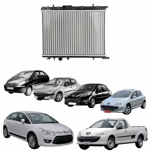 Radiador Peugeot 206 207 307 Citroen C4 Citroen Xsara  Picasso 2001 Até 2011Peugeot Hoggar 1999 Até 2010 Com E Sem Ar Condicionado Mecânico