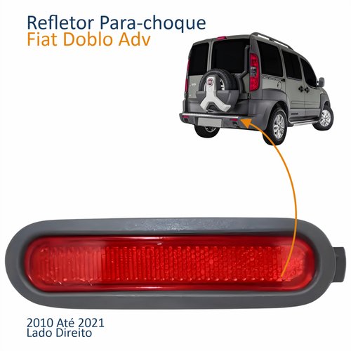 Refletor Traseiro Parachoque Fiat Doblo Adventure 2010 Até 2021 Lado Direito Passageiro
