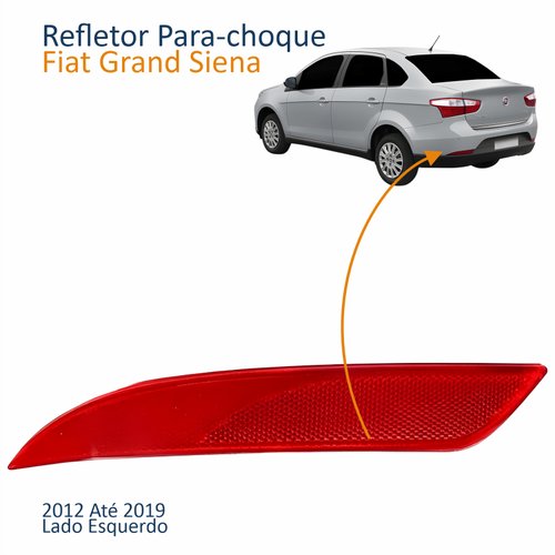 Refletor Traseiro Parachoque Fiat Gran Siena 2012 Até 2019 Lado Esquerdo Motorista
