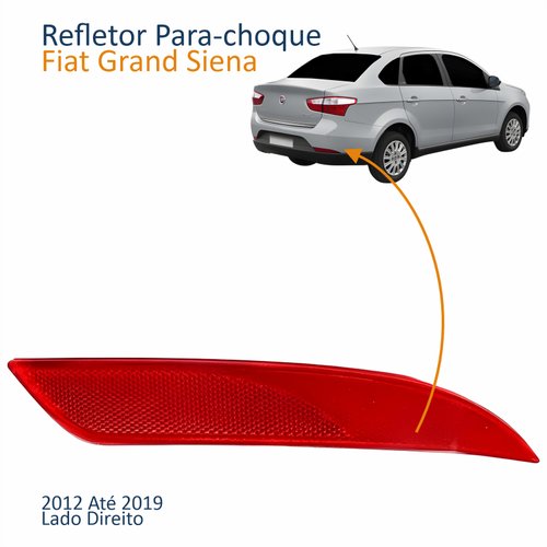 Refletor Traseiro Parachoque Fiat Gran Siena 2012 Até 2019 Lado Direito Passageiro