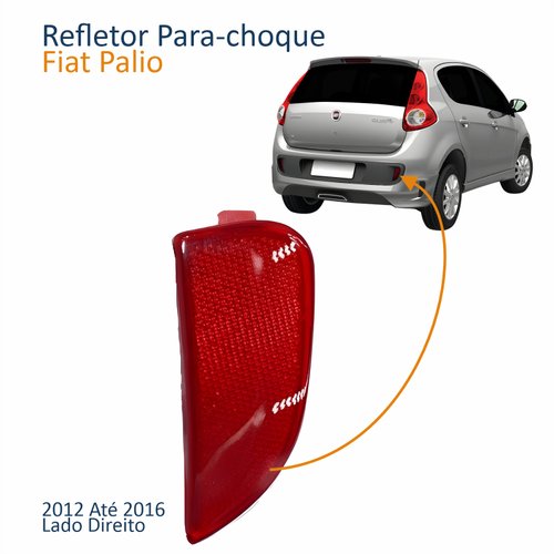 Refletor Traseiro Parachoque Fiat Palio 2012 2013 2014 2015 2016 Lado Direito Passageiro