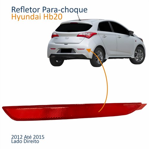 Refletor Parachoque Traseiro Hyundai Hb20 2012 2013 2014 2015 Lado Direito Passageiro