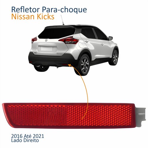Refletor Parachoque Traseiro Nissan Kicks 2016 Até 2021 Lado Direito Passageiro