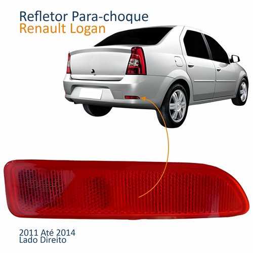 Refletor Parachoque Traseiro Renault Logan 2011 2012 2013 2014 Lado Direito Passageiro