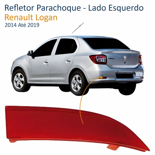 Refletor Parachoque Traseiro Renault Logan 2014 Até 2019 Lado Esquerdo Motorista