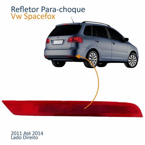 Refletor Parachoque Traseiro Vw Spacefox 2011 2012 2013 2014 Lado Direito Passageiro