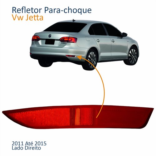 Refletor Parachoque Traseiro Vw Jetta 2011 2012 2013 2014 2015 Lado Direito Passageiro