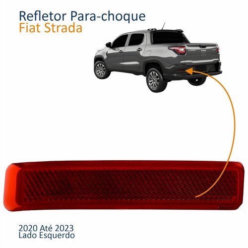 Refletor Traseiro Parachoque Fiat Strada 2020 2021 2022 2023 Lado Esquerdo Motorista
