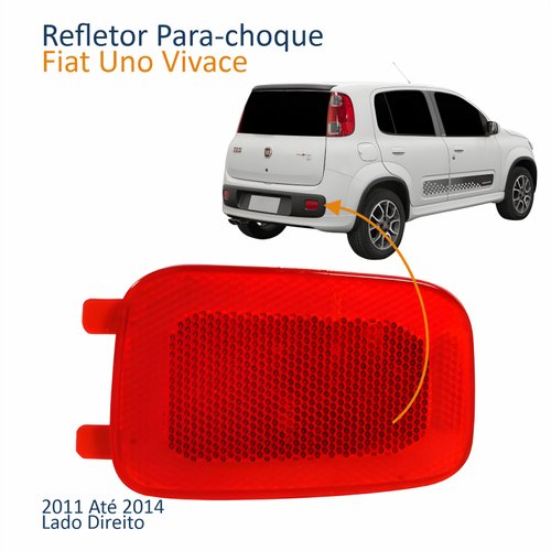 Refletor Traseiro Parachoque Fiat Uno Vivace 2011 2012 2013 2014 Lado Direito Passageiro