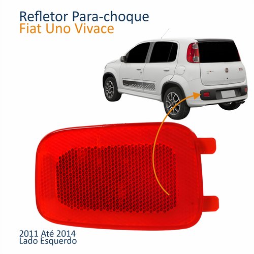 Refletor Traseiro Parachoque Fiat Uno Vivace  2011 2012 2013 2014 Lado Esquerdo Motorista
